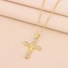 Christianartworkshop Retro Bohemian Style Colored Zirconia Cross Titanium Steel Necklace