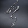 San Juan del Valle Medal & Cross of 6 mm Round White Glass Alloy Chain Rosary