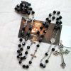 Black Crystal Christian Crucifix Rosary