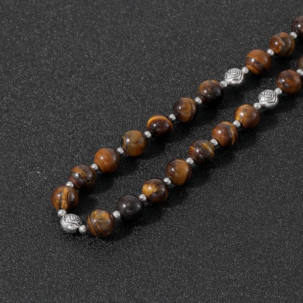 Miraculous Medal & Crucifix of 8 mm Round Multicolor Stone Nylon Cord Rosary