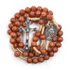 Christianartworkshop Handmade Rose-Shaped Wooden Bead Rosary: Miraculous Medal & Crucifix