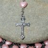 Our Lady of Fátima & Crucifix of 10 mm Heart Pink Acrylic Alloy Chain Rosary