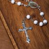 Our Lady of Guadalupe & Crucifix of 6 mm Round Multicolor Wood Alloy Chain Rosary