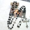Black Crystal Christian Crucifix Rosary