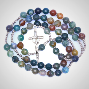 Christ Natural Agate Jesus Cross Prayer Rosary