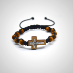 Crucifix Pine Beads Woven Rosary Bracelet