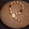 Rose Beads Cross Our Lady Of Guadalupe Bracelet Rosary