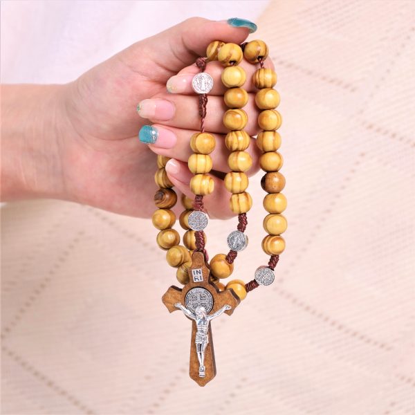 Olive Wood Saint Benedict Bead Rosary and Cross