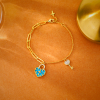 Turquoise Cross Heart-Lock Bracelet with Zirconia Key