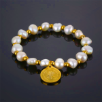 Saint Benedict Medal Irregular Pearl Bracelet