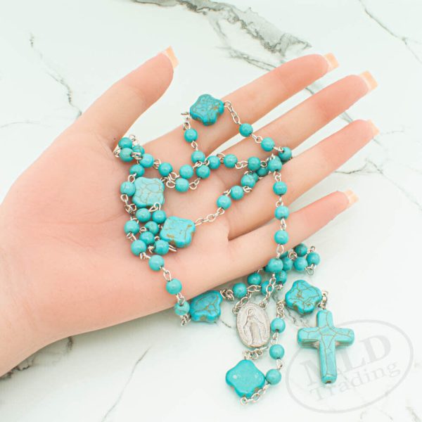 Turquoise Cross Blessing Rosary
