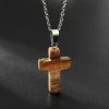 Christianartworkshop Natural Stone Cross Gemstone Pendant Necklace