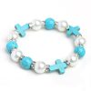 Christianartworkshop Pearl & Turquoise Cross Healing Energy Bracelet