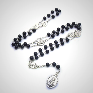 Our Lady of Sorrows of 6 mm Round Black Acrylic Alloy Chain 7 Sorrows Rosary
