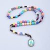 Holy Grail & Miraculous Medal of 8 mm Round Multicolor Acrylic Nylon Cord Rosary