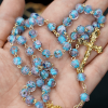 Christianartworkshop Flower Rose Glazed Beads Rosary with Mary & Crucifix
