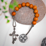 Praying Hands & Jerusalem Medal: Olive Wood Bless Pocket Rosary