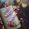Miraculous Medal & Crucifix of 8 mm Square Pink Acrylic Alloy Chain Rosary