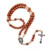 Christianartworkshop Handmade Rose-Shaped Wooden Bead Rosary: Miraculous Medal & Crucifix