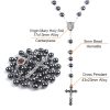 Madonna and Child & Crucifix of 8 mm Round Black Hematite Alloy Chain Rosary