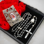 Hematite Rosary with Blessed Virgin Mary Medal