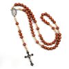 Christianartworkshop Handmade Rose-Shaped Wooden Bead Rosary: Miraculous Medal & Crucifix