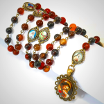 Retro Agate Stone Virgin Mary Seven Sorrow Rosary