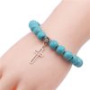 Christianartworkshop 10mm Turquoise Beads Christian Cross Bracelet