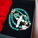 Aqua Green Chalcedony Crystal Prayers Blessing Rosary