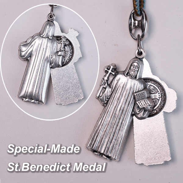 Olive Wood Pocket Rosary with Special-Made Saint Benedict Medal & Crucifix