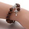 Christianartworkshop Handmade Wooden Bead Jesus Cross Bracelet
