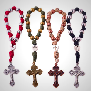 Handmade Braided Rope Car Pendant Crucifix Pocket Rosary