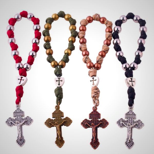 Handmade Braided Rope Car Pendant Crucifix Pocket Rosary