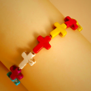 Bohemian Cross Turquoise Beaded Bracelet