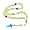 Crucifix of 10 mm Rose Luminous Green Resin Nylon Cord Rosary