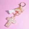 6 Fresh Style Color Resin Butterfly Cross Keychain