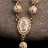 Rose Beads Cross Our Lady Of Guadalupe Bracelet Rosary