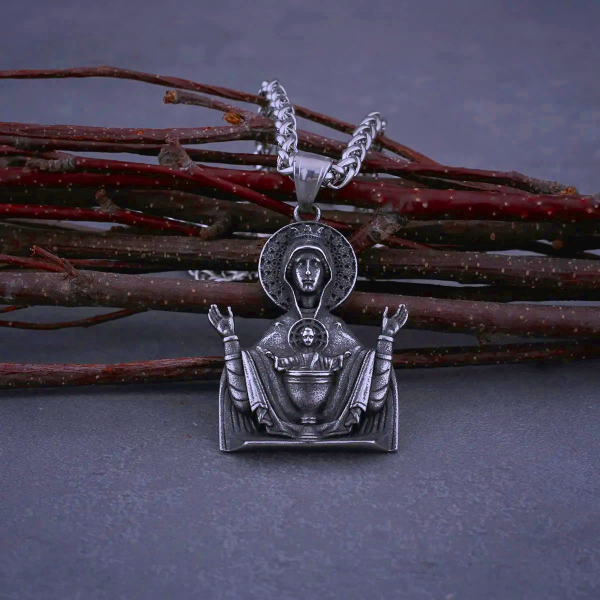 Christian Virgin Mary Pendant Necklace Stainless Steel Catholic Medallion