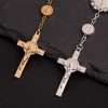 Christian Glass Beads St. Benedict & Jesus Cross Bracelet Rosary
