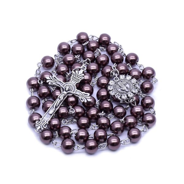 Brown Pearl Catholic Blessing Rosary