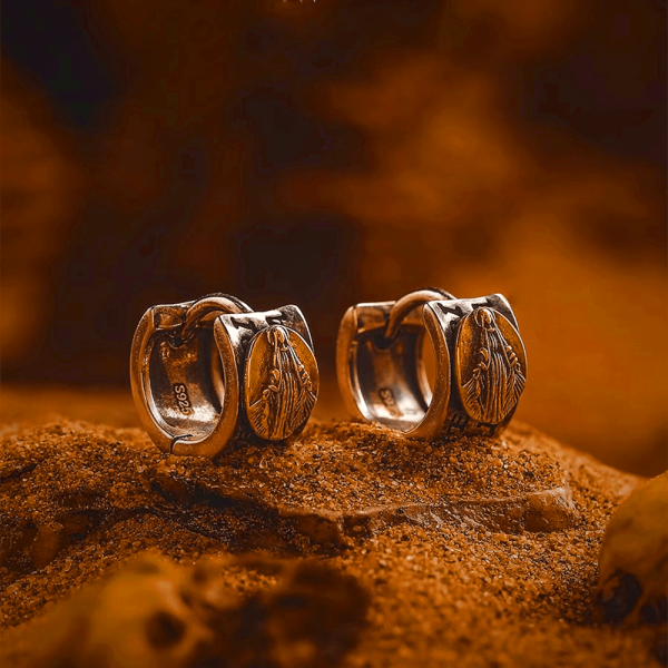 Virgin Mary Silver Earrings Religion Jewelry