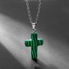 Christianartworkshop Natural Stone Cross Gemstone Pendant Necklace