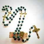 Miraculous Medal & Crucifix of 8 mm Round Green Acrylic Alloy Chain Rosary