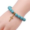 Christianartworkshop 10mm Turquoise Beads Christian Cross Bracelet