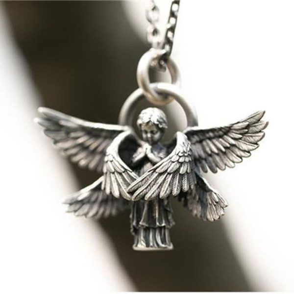 Christianartworkshop Praying Angel Wing Pendant Good Luck Necklace