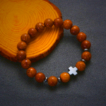 Cross Wooden Bead Bracelet