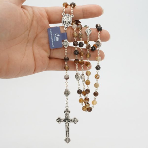 Virgin Mary Agate Prayer Rosary with 5-in-1 Crucifix