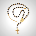 Christian Virgin Mary & Crucifix Pendant Necklace - Black, White, Pink