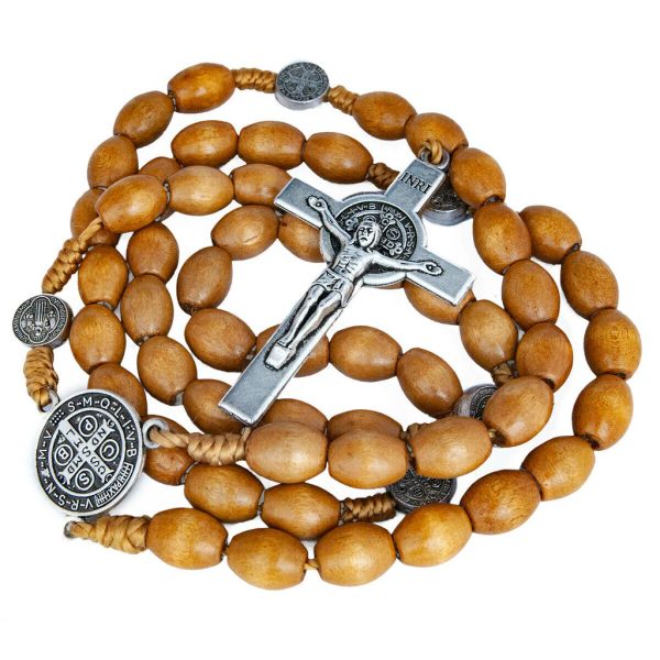St. Benedict Natural Olive Wood Rosary with Crucifix