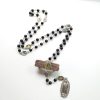 Our Lady of Guadalupe of 6 mm Round Black Agate Alloy Chain Rosary